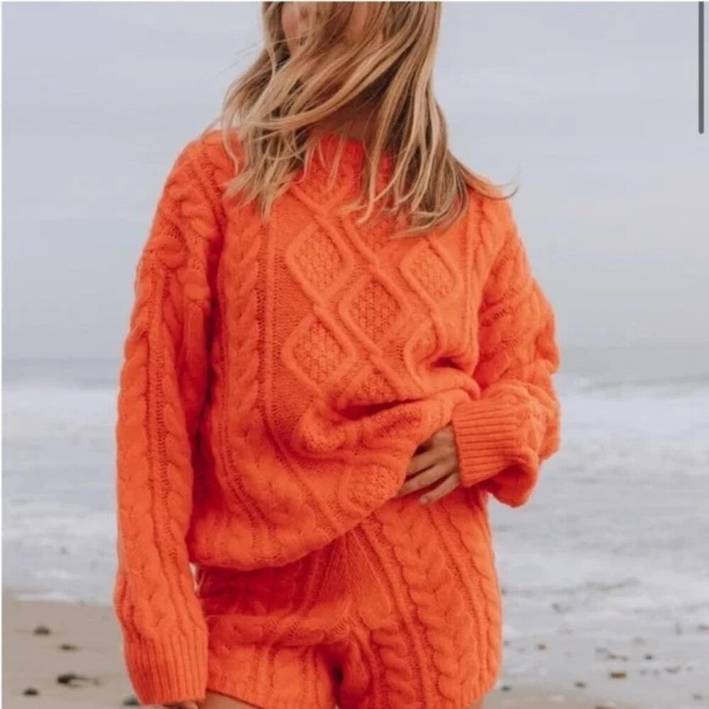 Daily Drills Cable Knit Sweater in Pink - Picture 2 of 5